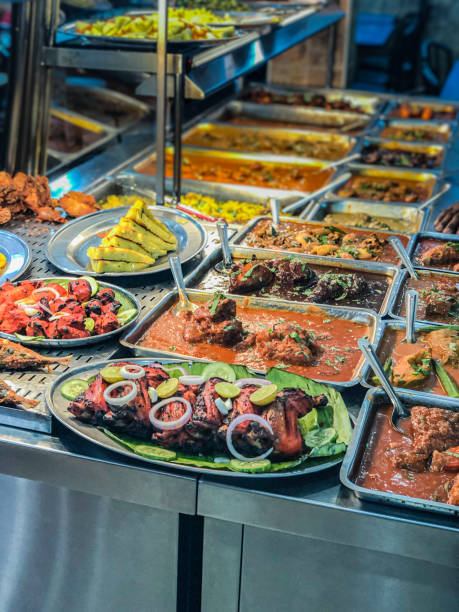 Indian currys and freshly cooked chicken from the tandoori oven.